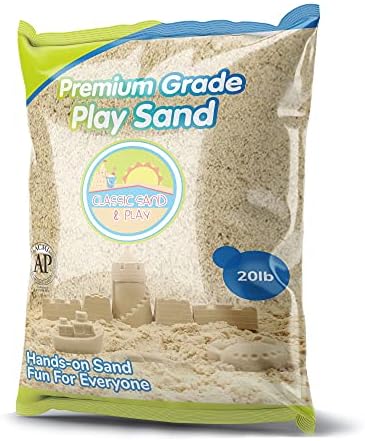 Classic Sand and Play Sand for Sandbox, Table, Therapy, and Outdoor Use, 20 lb. Bag, Natural, Non-Toxic, Wet Castle Building for Creativity and Stimulates Sensory Skills