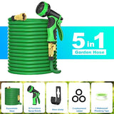 GHOSE Expandable Garden Hose with 10 Function Nozzles, New Water Hose with 50 Layers Innovative Nano Rubber, 3/4" Solid Brass Fittings 100 FT