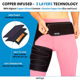 Copper Compression Hip Brace - Groin Wrap for Pain Relief Thigh Compression Sleeve - Support for Hip Flexor Arthritis for Pulled Muscles-Sciatica Nerve Brace Injury for Men and Women (Right Leg)