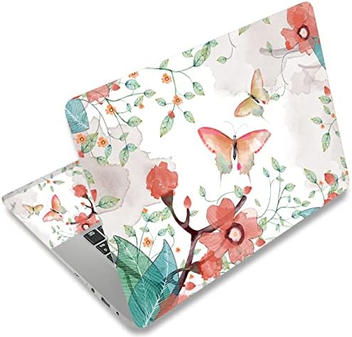 Laptop Notebook Skin Sticker Cover Decal Fits 12 13 13.3 14 15 15.4 15.6 inch Laptop Protector Notebook PC | Easy to Apply, Remove and Change Styles (Butterflies and Flowers)