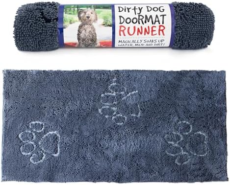 Dog Gone Smart Dirty Dog Doormat - Fast Drying Rug with Super Gripper Backing for Clean Floors - Super Absorbent and Machine Washable Mat for Muddy Paws - Mist Grey