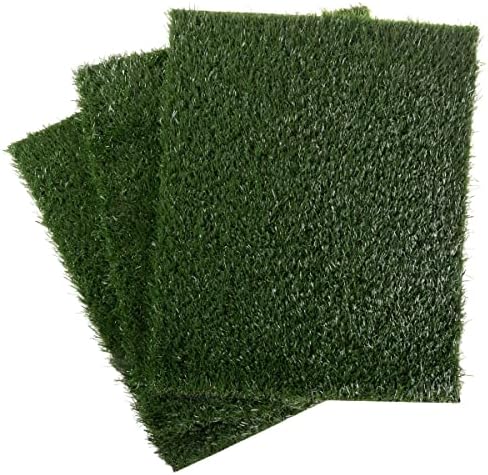 Pee Pads for Dogs - Set of Three 23x18.5-Inch Replacement Turf Grass Mats for Potty Training - Dog Housebreaking Supplies for Small Pets by PETMAKER, Green, Medium