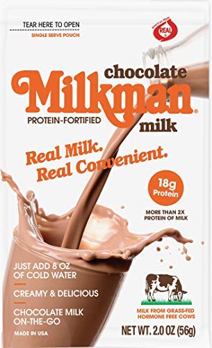 MILKMAN Chocolate Milk Powder - Dry Milk Powder - Real Milk, Real Convenient with 18g of Protein - Contains Vitamins A&D, Natural Dry Milk - Shelf Stable, Hormone Free, Kosher, Easy to Store - Made in the USA - 1 Serving / 8 Oz (13 Pack)