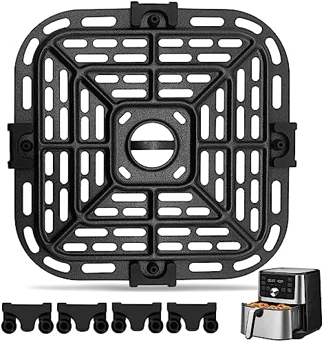 Air fryer Replacement Parts for Instant Pot Vortex Plus 6 in 1 4 Quart Air Fryer Oven, 7.5''×7.5'' Square Food Grade Air Fryer Grill Pan Grill Plate Crisper Plate Accessories Tray Rack