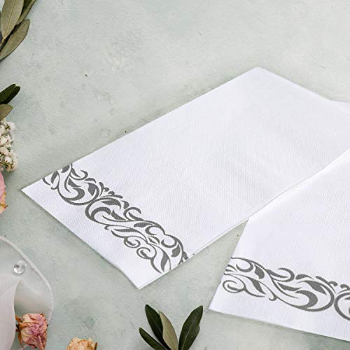 Vplus 400 Pack Paper Napkins Guest Towels Disposable Premium Quality 3-ply Dinner Napkins Disposable Soft, Absorbent, Party Napkins Wedding Napkins for Kitchen, Parties, Dinners or Events(Silver)