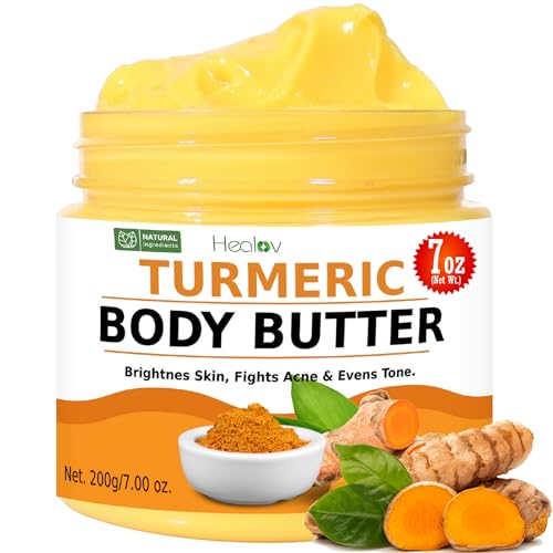 Turmeric Face Cream – All Natural Skin Brightening Lotion – Turmeric Whipped Body Butter for Dark Spots, Hyperpigmentation – Turmeric Skincare Cleanses, Fights Acne, Evens Tone, Scars, Sun Damage