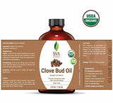SVA Organics Clove Bud Oil 4oz (118ml) Premium Essential Oil with Dropper for Diffuser, Aromatherapy, Dental Care & Massage