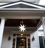 Elf Logic Large 18” Easy Assembly Warm White LED Moravian Star - Hanging Outdoor Christmas Light - Use as Holiday Decoration, Porch Light, 3D Fixture, Advent Star, Wedding & Ballroom Venue Decor