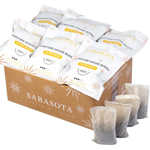 Ground Coffee In Filter Packs | Medium Roast Low Acid Mold Free Pouches | Bulk Packets | House Breakfast Blend Gourmet Powder Bags for 10-12 Cup Drip Maker | Highest Rated Individual Premeasured Cofee