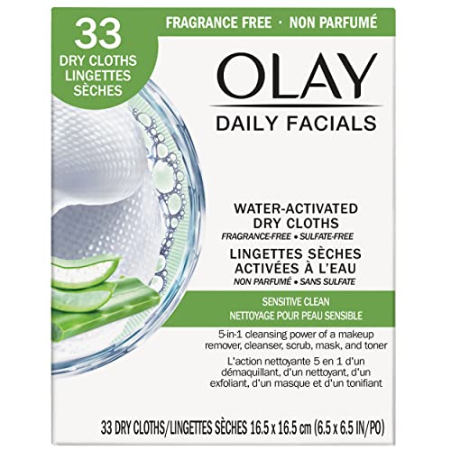 OLAY Daily Gentle Clean 5-in-1 Water Activated Cloths, 33 Ea (Pack of 2)
