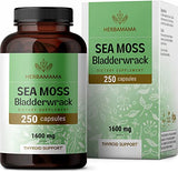 HERBAMAMA Sea Moss Capsules - Sea Moss Bladderwrack Supplement for Immunity, Thyroid, Digestive Health & Joint Support - Organic Irish Sea Moss Superfood - Non-GMO 1600mg, 250 Vegetarian Caps