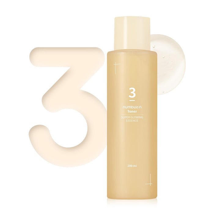 numbuzin No.3 Super Glowing Essence Toner | Fermented Ingredients, Niacinamide, Galactomyces, glowy Skin Radiance | Korean Skin Care for Face (6.76 Fl Oz)