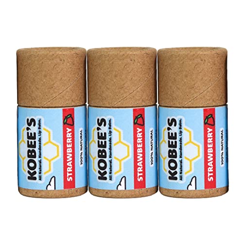 3 pack - Kobeesco Lip Balm, Lip Moisturizer, Lip Cure, Lip Balm, Chapstick (Strawberry)