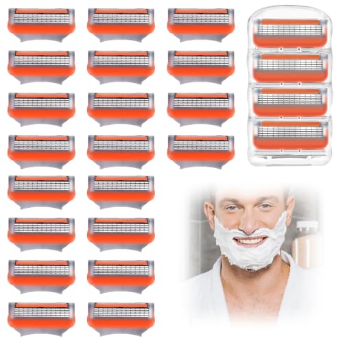 24Pcs Fusion 5 Razor Blades Refills,Fusion 5 Razor Blades for Men,Razor Blade Shaving Razor Blade Refills for Fusion 5 with 5-Layer Precision Cut Stainless Steel Blades