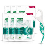 GUM Professional Clean Plus Dental String Flosser Picks, Fresh Mint, Shred-Resistant Floss, 6 bags X 60ct (360 Flossers)