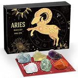 Aries Crystals Gift Set, Zodiac Signs Healing Crystals Birthstones with Horoscope Box Set Aries Astrology Crystals Healing Stones Gifts