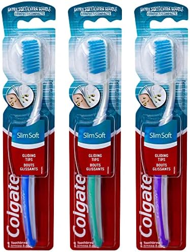 Colgate Slim Soft Ultra Compact Toothbrush, Extra Soft (Colors Vary) - Pack of 3