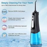 Cordless Water Dental Flosser Teeth Cleaner with Tips Case, INSMART Professional 300ML USB Rechargeable Oral Irrigator for Home and Travel, IPX7 Waterproof 4 Modes Irrigate (BlackBlue)