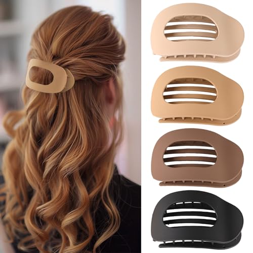 Flat Hair Clips for Women and Girls, Matte Lay Flat Claw Clips, Strong Hold Hair Clips for All Hair Types, French Hair Claw Clips, Non-Slip Grip for Daily Styling