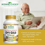 Botanic Choice Maximum Strength Opti Gold Vision Eye Health Support Supplement for Overall Eyesight Health for Men & Women - Taurine, Vitamin A, Lutein, Bilberry, Alpha Lipoic Acid (60 Capsules)