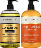Cellulite Massage Oil & Hot Cream - 100% Natural Cellulite Oil & Gel, Highly Absorbable, Firm, Tone, Tighten & Moisturize Skin - Soothes Muscles (8.8 Fl Oz)