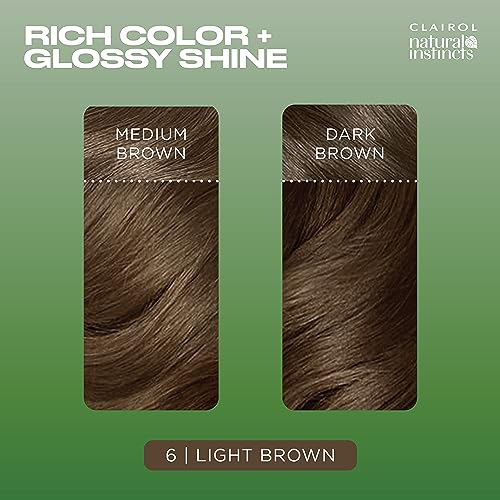 Clairol Natural Instincts Demi-Permanent Hair Dye, 6 Light Brown Hair Color, Pack of 3