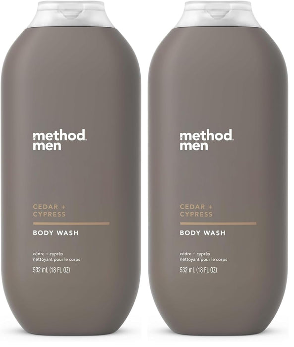 Method Men Body Wash,Cedar + Cypress,Paraben and Phthalate Free,18 fl oz,(Pack of 2)