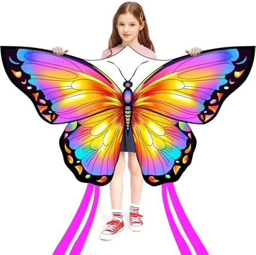 HONBO Butterfly Kites for Kids & Adults,55" x 28" Large Beginner Kite for Kids Ages 4-8,Easy to Fly for Beginners, Each Kite with 300ft Line Handle,Beach Kites for Outdoor Activities & Family Trip