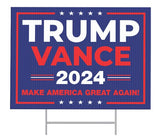 SignPro Trump Vance 2024 Yard Sign | Trump Vance Lawn Sign | Trump JD Vance Maga Sign | 24" x 18" Corrugated Plastic Outdoor Weatherproof Yard Signs With H Stake | Double Sided