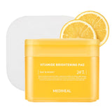 MEDIHEAL Vitamide Brightening Pad - Vegan Face Hypoallergenic Pads with Niacinamide, Sea Buckthorn - Radiance Boosting Pads for Clear, Illuminating Skin 100 Pads