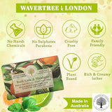 Wavertree & London Basil Lime & Mandarin Scented Natural Soap (2 Bars), 7oz Moisturizing French Triple Milled Soap Bars enriched with shea butter - Pure Plant Oil Bath & Body Soap for All Skin Types