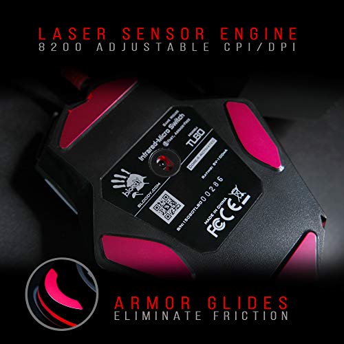 TL80 Termin8r Ultra-Core Laser Gaming Mouse | Light Strike (LK) Optical Switch & Scroll - Shift Lever and 8 Programmable Buttons with Advanced Macros - X'Glide Armored Mouse Feet - USB