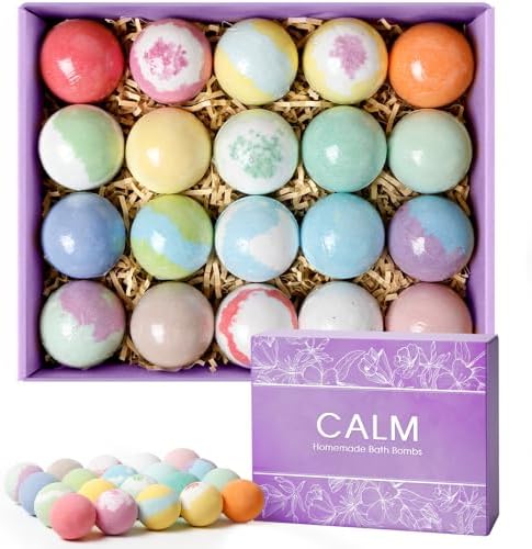 20PCS Bath Bombs for Women Presents Set Natural Wonderful Fizz Effect Bath Bomb with Shea Butter & Essential Oils, Bubble Bath Amazing Presents for Her/Him, Wife, Girlfriend, Mother