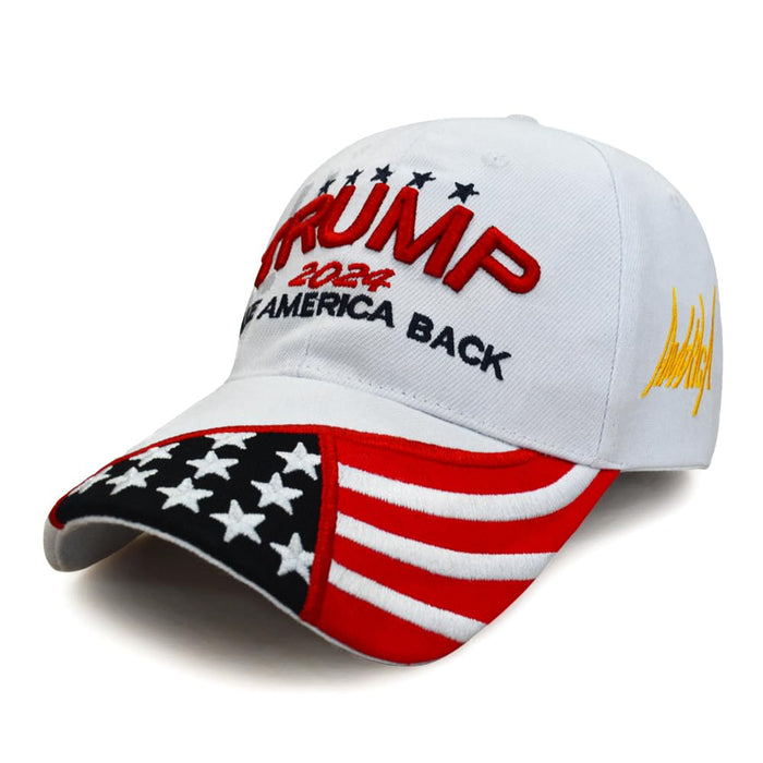 Trump 2024 Hat,Take America Back Donald Trump Hat MAGA USA American Flag Embroidery Adjustable Baseball Cap for Men Women White