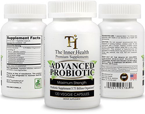 The Inner Health PROBIOTIC Supplement 5.75 Billion Organisms-Bacillus Subtilis Bifidobacterium Longum L.Acidophilus L.Rhamnosus L.Plantarum-120 Caps