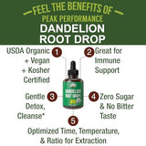 Dandelion Root Extract. USDA Organic Vegan Herbal Liquid Tincture Dandelions Supplement For Women and Men. Leaf Tonic For Immune, Liver, Gut Health. Zero Sugar, Gluten Free Supplements Not Capsules