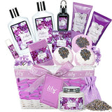 LILY ROY Mothers Day 5Pcs Spa Gifts for Women Spa Kit Spa Gift Basket Set with Lavender Bath Gift Set Bath Gift Basket Set for Christmas Birthday Gifts for Women Mother's Day Bath and Body Gifts Set