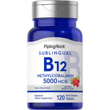 Piping Rock B12 Sublingual | Methylcobalamin | 5000 mcg | 120 Tablets | Berry Flavor | Vegetarian, Non-GMO, Gluten Free Supplement