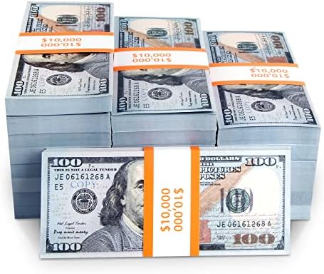 300PCS Prop Money Play Money for Kids Pretend Play, Develops Early Math Skills, Prop Money for Board Game, Moive, Magic, Preschool Math Games and Birthday Parties.