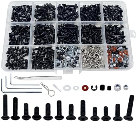 520pcs Universal RC Screw Kit Screws Assortment Set, Hardware Fasteners for Traxxas Redcat Arrma Axial RC4WD HSP HPI SCX10 Losi 1/8 1/10 1/12 1/16 Scale RC Crawler Cars Trucks