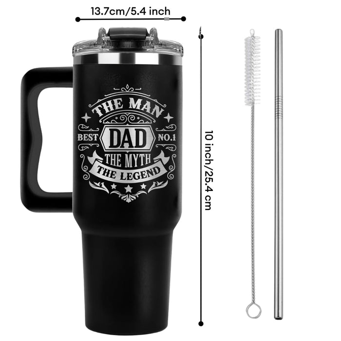 Christmas Gifts For Dad - Dad The Man The Myth The Legend Tumbler 40Oz, Birthday Gifts for Dads from Daughter, Son, Kids, Papa Mug for Daddy Elderly Fathers, Christmas Presents Ideas and Coffee Cups