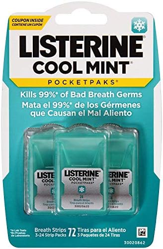 Listerine Cool Mint Pocketpacks Breath Strips 288 Ct. (Pack of 4)