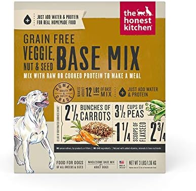 The Honest Kitchen Human Grade Dehydrated Grain Free Veggie, Nut & Seed Base Mix for Dogs 3 lb - Kindly