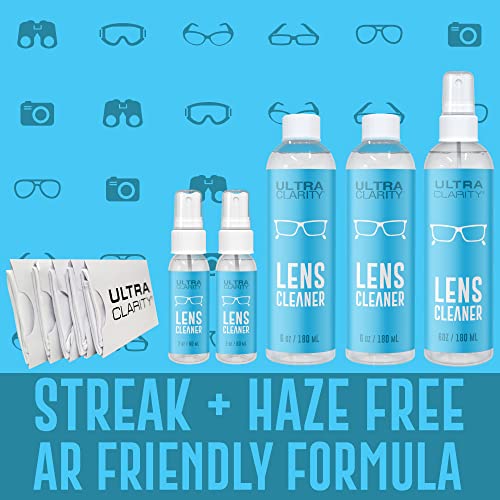 Ultra Clarity | Powered by Nano Magic Eyeglass Lens Cleaning Spray 22oz Value Pack | 2 2oz Sprays, 6oz Spray, 2 6oz Refills, 5 Microfiber Cloths | Ideal for Glasses, Phone, Screens, Coated Surfaces