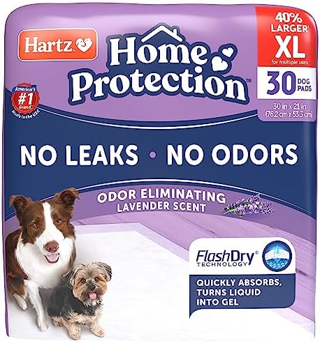 Hartz Home Protection Lavender Scented Dog Pads, XL 30 count, Super Absorbent & Won't Leak, Odor Eliminating