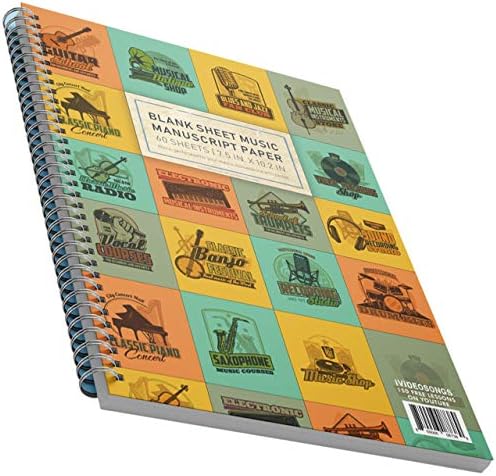Manuscript Paper Notebook (Music Stamps) • 12 Staff per Page Blank Sheet Music Notebook • 120 Page Hardcover Music Staff Paper Notebook Music Journal • 150+ Free Music Lessons
