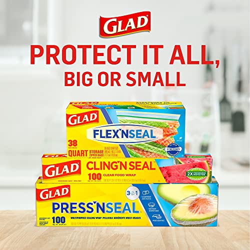 Glad Cling N Seal Plastic Food Wrap, 300 Square Foot Roll - 4 Pack (Package May Vary)