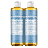 Dr. Bronner's - Pure-Castile Liquid Soap (Baby Unscented, 16 ounce, 2-Pack) - Made with Organic Oils, 18-in-1 Uses: Face, Hair, Laundry and Dishes, For Sensitive Skin and Babies, No Added Fragrance