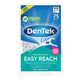 DenTek Complete Clean Easy Reach Floss Picks, Advanced Fluoride Coating, Mouthwash Blast Flavor, 75 ct. (Pack of 6)