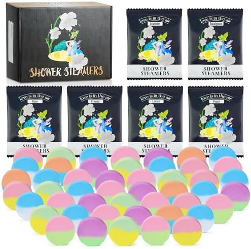 48pcs Aromatherapy Shower Steamers - Relaxation Birthday Christmas Valentine's Day Gift Set for Women and Men, Shower Bombs Tablets for Stress Relief and Self Care, Luxury Home Spa